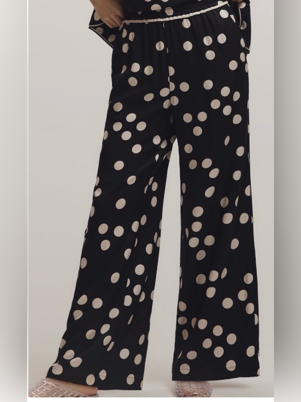 Women’s Black & White Polka Dot Wide-Leg Pants by Maeve